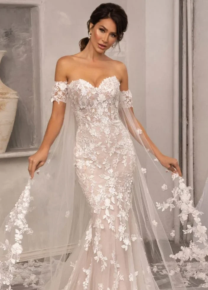 Model wearing a Kitty Chen gown