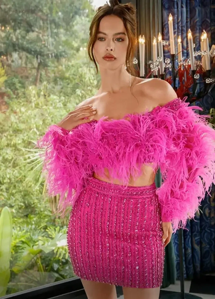 Model wearing a Two Piece Set gown